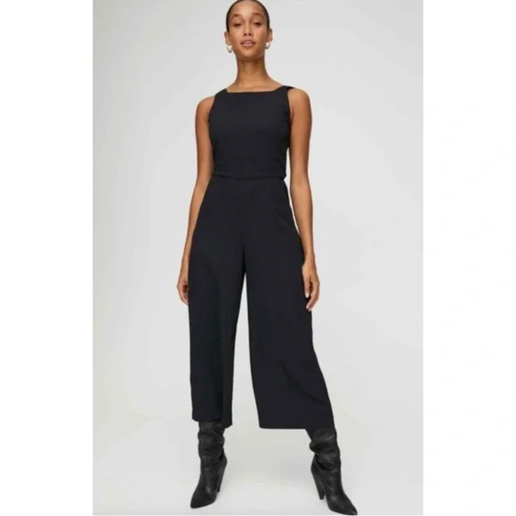 ARITZIA | Wilfred Écoulement Tie Back Sleeveless Jumpsuit in Black, Size 2 - Picture 2 of 15